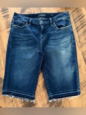 Lucky Brand Dark Indigo Frayed Hem Jean Shorts